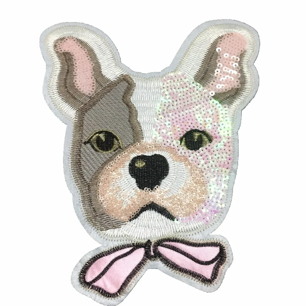 25 x 20cm Sequins Dog Patch Embroidery Patches for Clothes DIY Garment Accessories Big Motifs Sequin Fabric Sewing Appliques