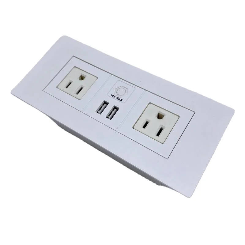 Flush mounted office furniture desktop power usb recessed rectangular UK power outlet socket /office desk US power panel socket
