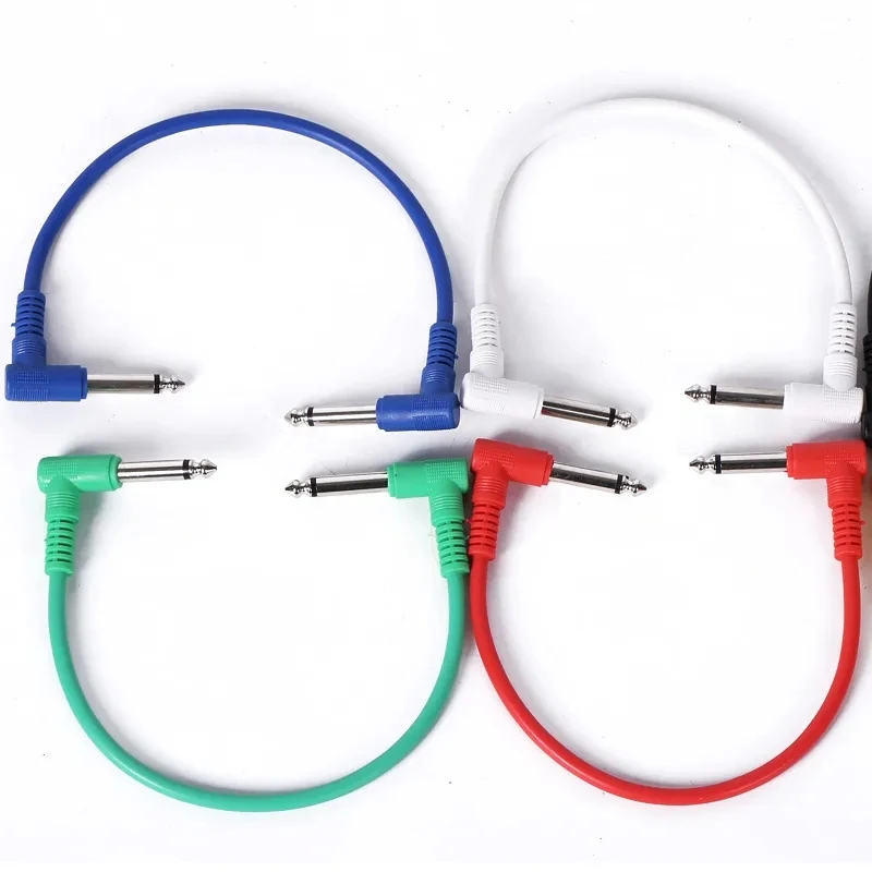 6Pcs/Set Colorful 15cm Low noise shielded Electric Guitar Audio Cables Leads 1/4 Right Angle Effect Pedal Patch Cord