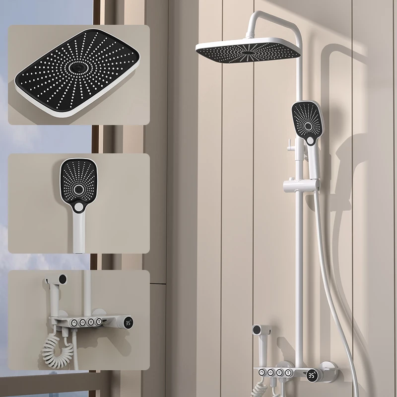 2023 New Design Gun Grey Shower Set high pressure shower head hot and cold water mixer valve brass shower faucet