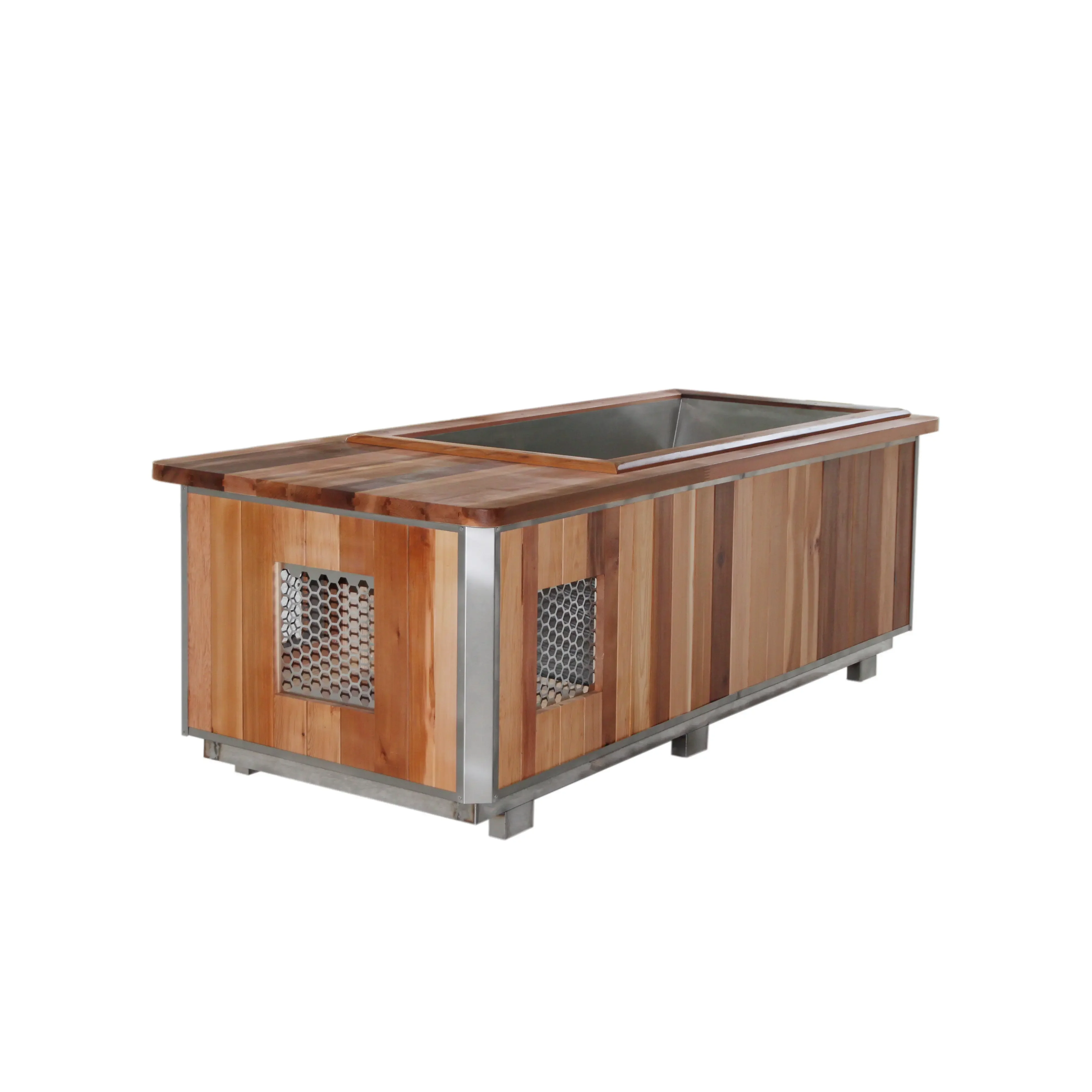 Red Cedar Wood Ice Bath Cold Plunge Tub With Chiller and Filter for 2 Person Recovery
