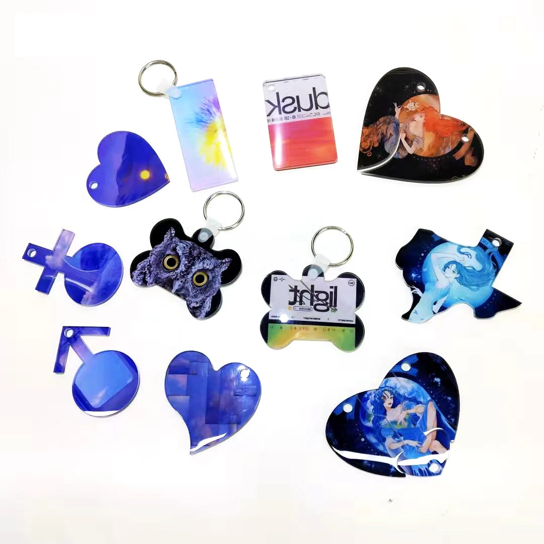Eco-Friendly Acrylic Charm sublimation Plastic Keychain Custom Acrylic Key tag