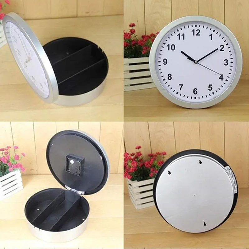 Round clock safety box safe hidden safety box clock hanging wall clock safe Stash safe box with a food grade smell proof bag