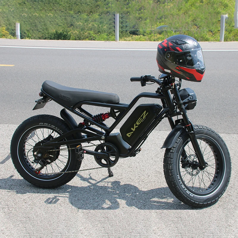 High-Performance Akez Cafe Racer Electric Dirt Pit Mountain E-Bike 1500W Fat Tires Electric Cruiser for Adults USA Warehouse