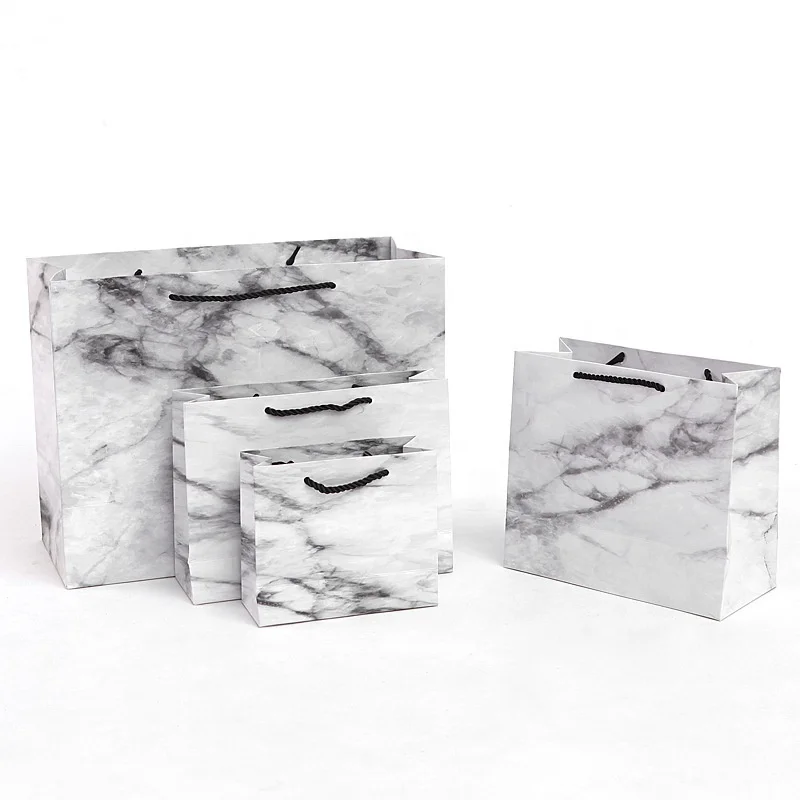 Custom Logo Marble Pattern Portable Simple Clothing Gift Shopping Paper Bag
