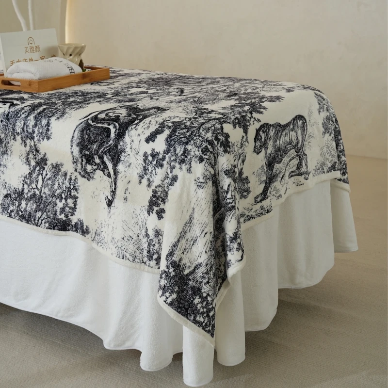 printed Blanket for Couch Knitted tiger and forest Throw Soft Lightweight Cozy Decor Blanket for Bed Sofa Chair Plaid