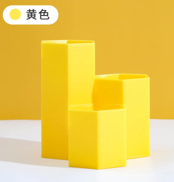 Hot Selling Home Office Accessories Plastic Hexagon Desk Pen Container Pencil Pen Holder