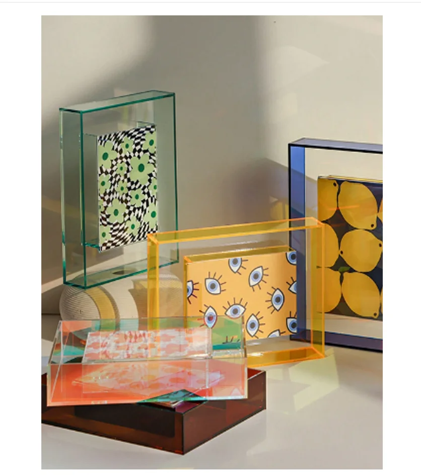 1Pcs Acrylic Photo Frame Translucent Colorful Decorative Photo Frame for Bedroom or Living Room DIY Home Desktop Decoration