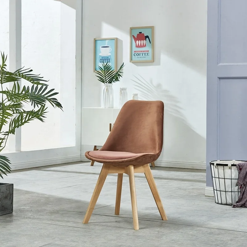 Wholesale dining chair wood leg luxury living room chair furniture modern velvet dining chair