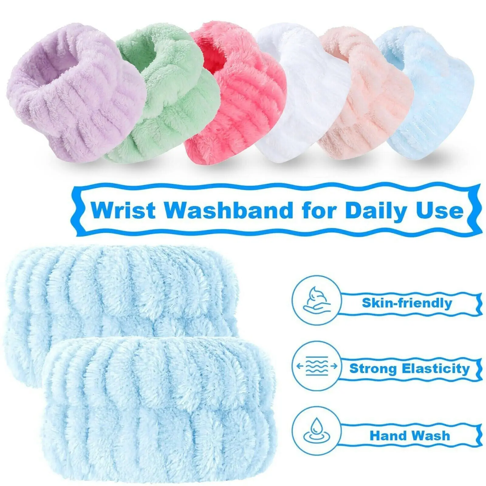 Landora Soft Coral fleece Face Wash Wristbands Wrist Towels Bands for Washing Face Microfiber Spa Wristband Bracelet