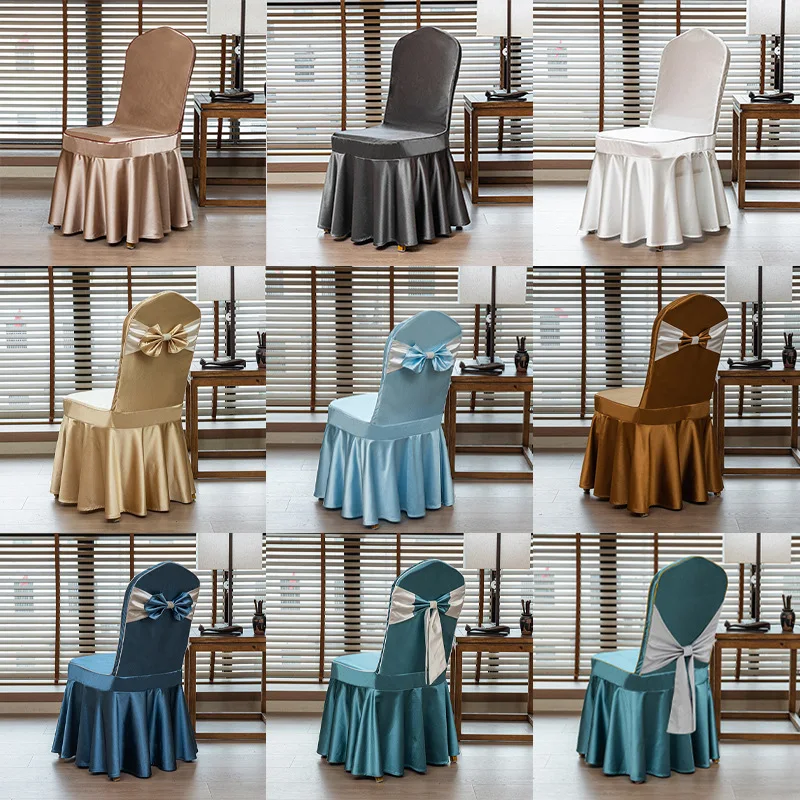 8dwl Wholesale Hotel Chair Cover Tribute Satin Special Stool Banquet cover decorative bow
