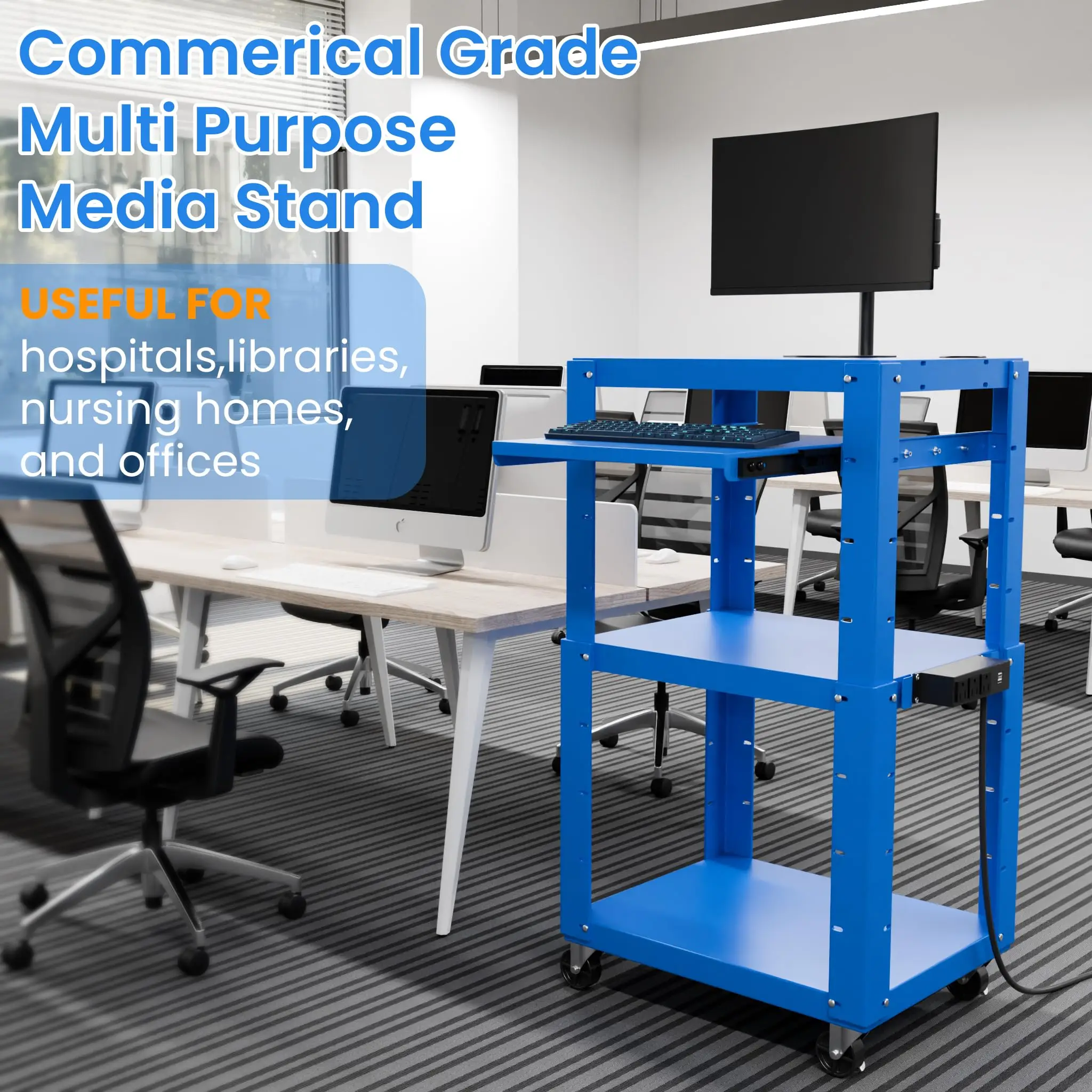 Tool Cart Trolley ODM Multifunctional Easy to Install Matt Carbon Steel Rolling Tool Cart with Power Strip and Casters