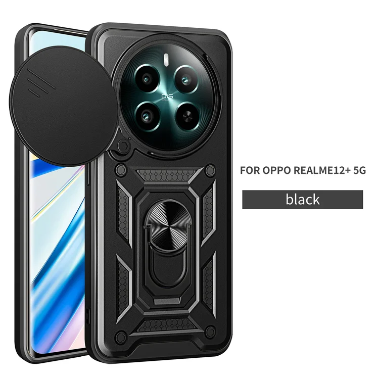 Slide Camera Protection Magnetic Ring Holder Phone Case For Realme P1 Speed/13+/13 Pro Armor Shockproof Cover
