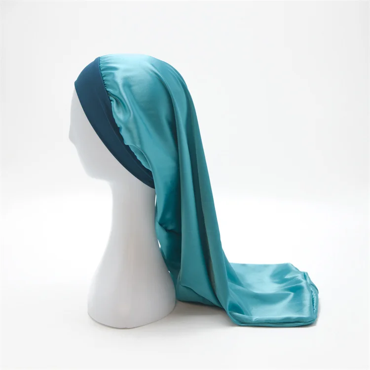 Long Satin Elastic Band Bonnet Sleep Cap Large Silk Hair Night Sleep Hat For Women Long Curly Hair Braids