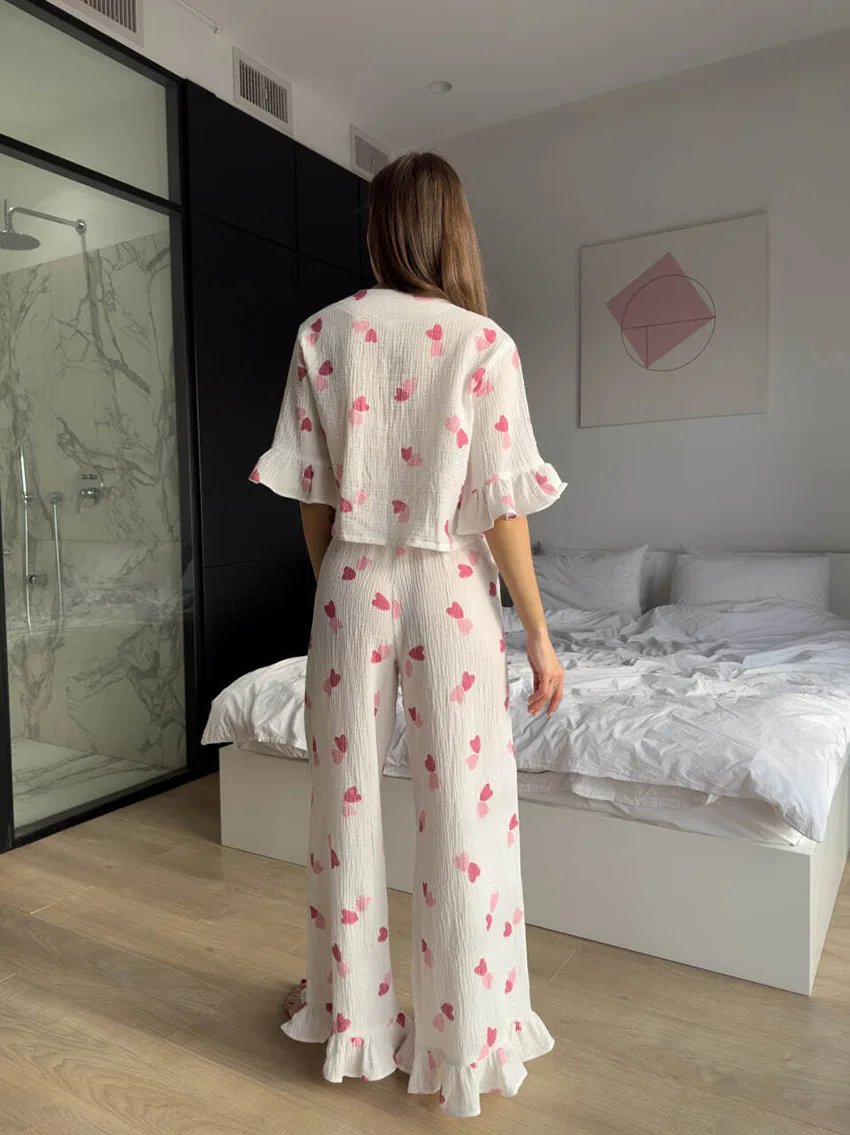 Pajamas For Women Set Cotton Pajamas Pyjamas Sleepwear 2 Piece Set Loungewear Shirt Pants Sets
