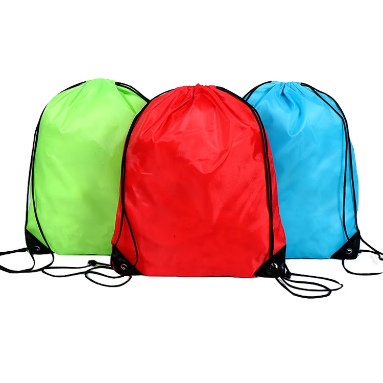 Promotional Stock Low MOQ Dust Proof 210D 420D Polyester Drawstring Bag Cheap Nylon drawstring backpack bag for gym