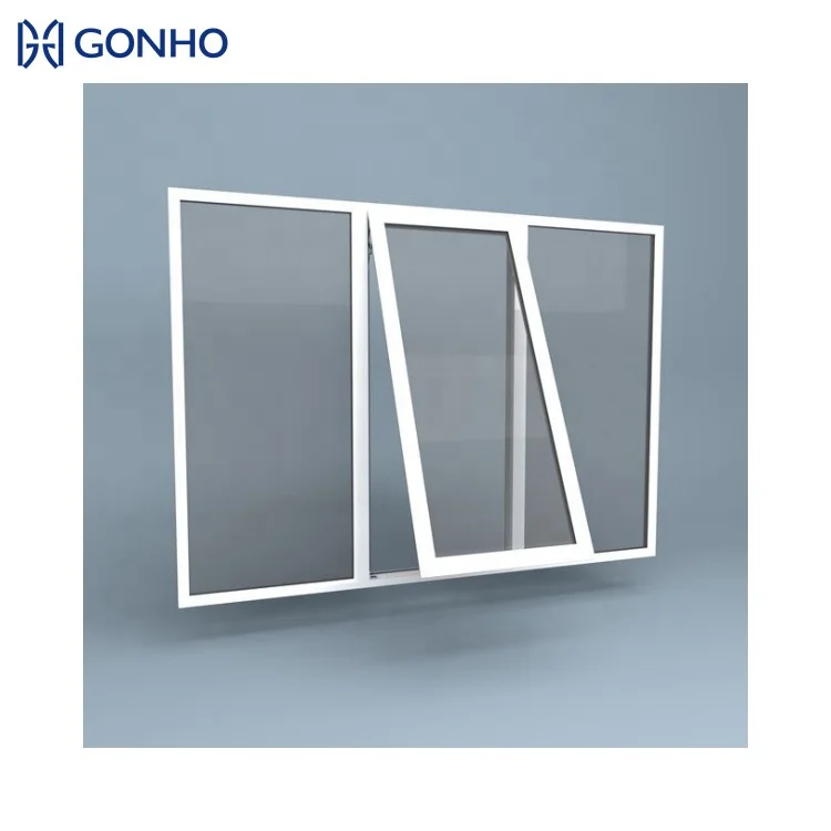 GONHO Customized Bulletproof Army Green Color Customized Double Tempered Glass Euro Design Awning WIndow With Fixed Panel