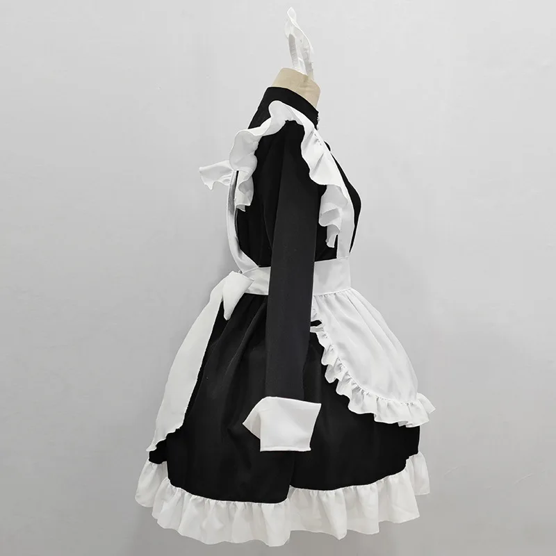 2024 Black Cute Lolita Maid French Maid Dress Girls Woman Amine Cosplay Costume Waitress Maid Party Stage Costumes S-5xl Sizes