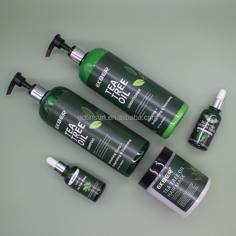 EKBER Private Label Natural Biotin Anti-dandruff Tea Tree Shampoo and Conditioner Anti Hair Loss Oil Hair Care Set