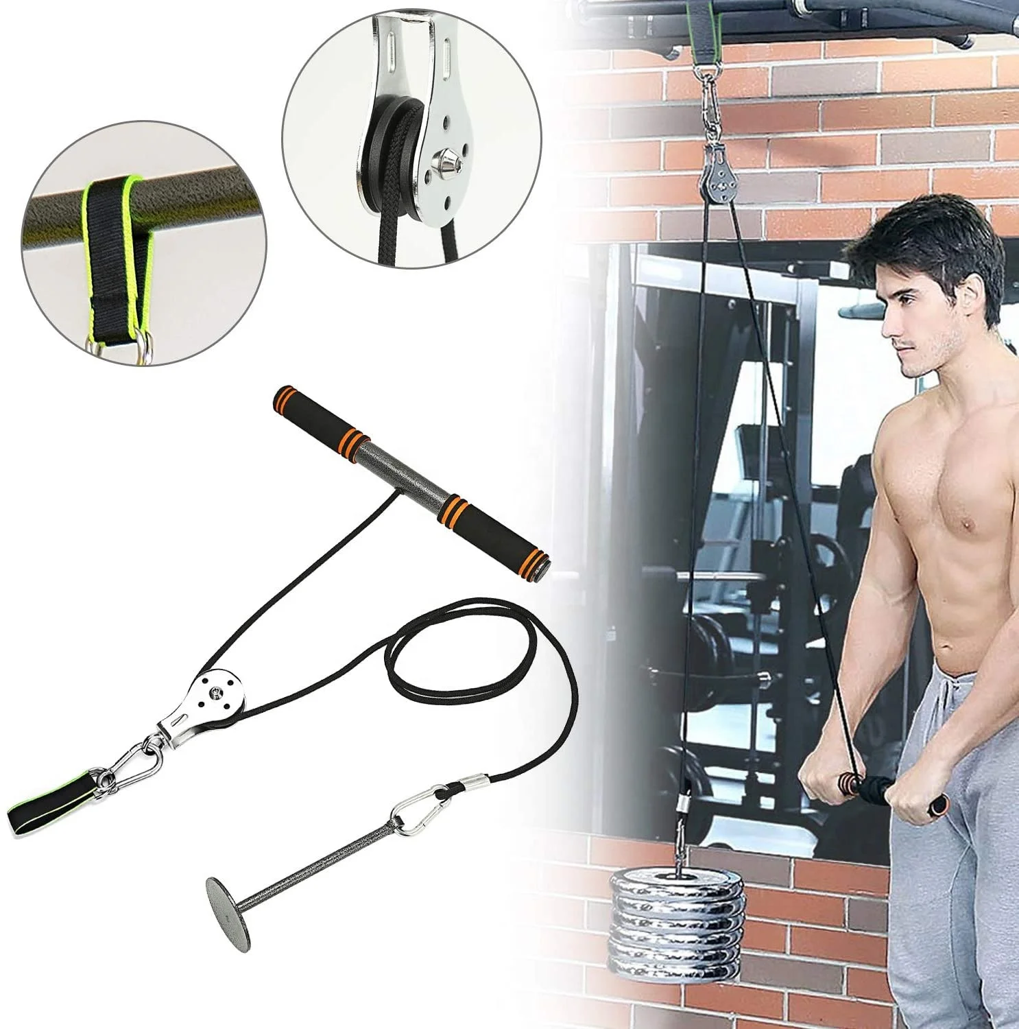 
Arm Strength Training Exerciser with Heavy Duty Pulley System for LAT Pulldowns, Bicep Curls, Triceps Extensions Fitness Workout 