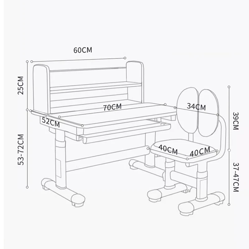 Student Table and Chair Set Adjustable Student Table with Keyboard Tray Pull Lifting