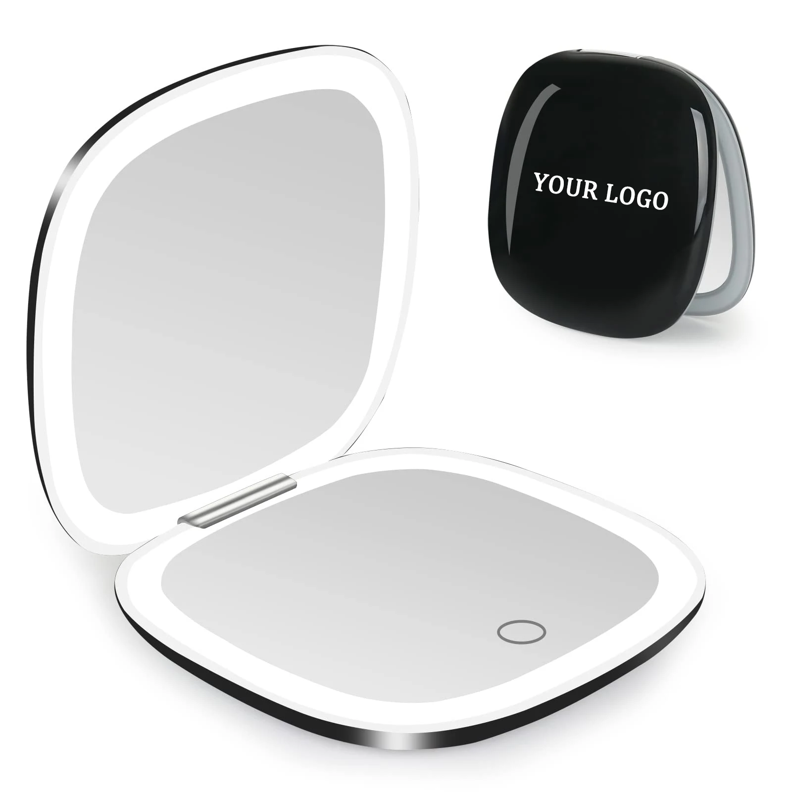 Portable Double-Sided Compact Makeup Mirror Pocket Dimmable 1X/10X Magnifying Lighted Vanity Mirror Travel Beauty Table