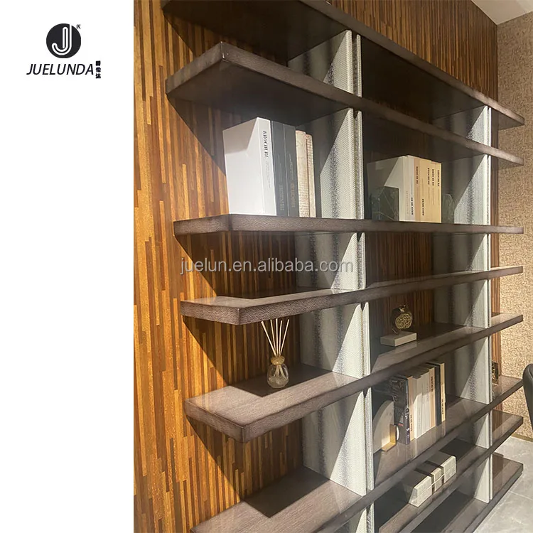 Modern High Quality Black Pearl Wooden Veneer Copper Gold Shelving Units Storage Shelves Units Leather Upholstered Book Shelf