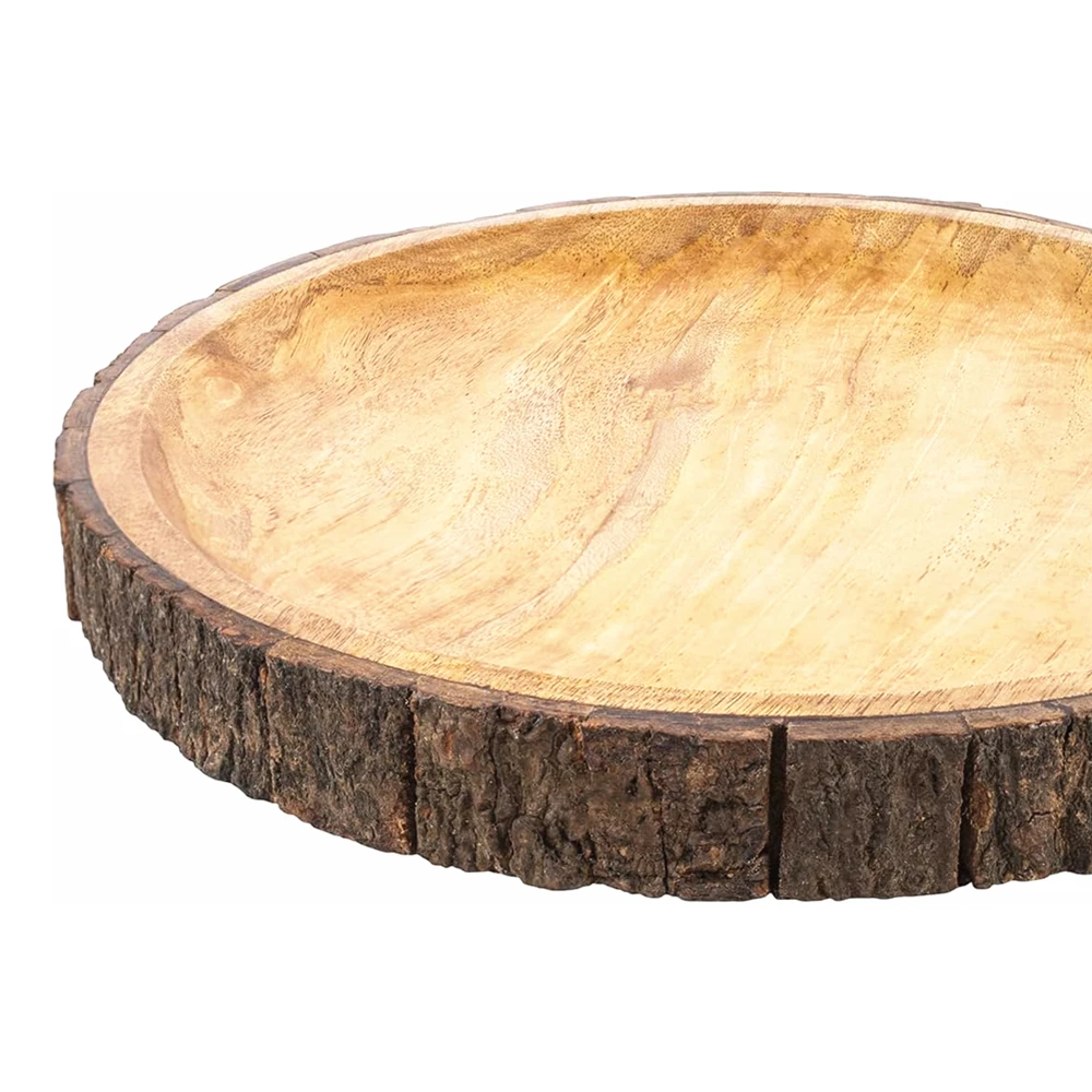 Custom round Wood Pizza Platter Wooden Serving Board Tree Bark Edges Dishes Plates Home Party Use Pack Wooden Serving Boards