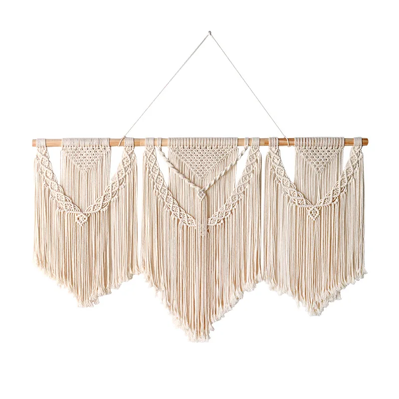 Wall Hanging Bohemian Art Deco Chic Floral Border Hand Woven Macrame Tapestry with Muslim Design for Wall Decoration