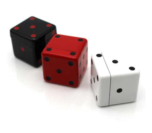 2024 new style customized logo wholesale creative dice shape diameter 40mm 3-layer zinc alloy smoke grinder tobacco grinder