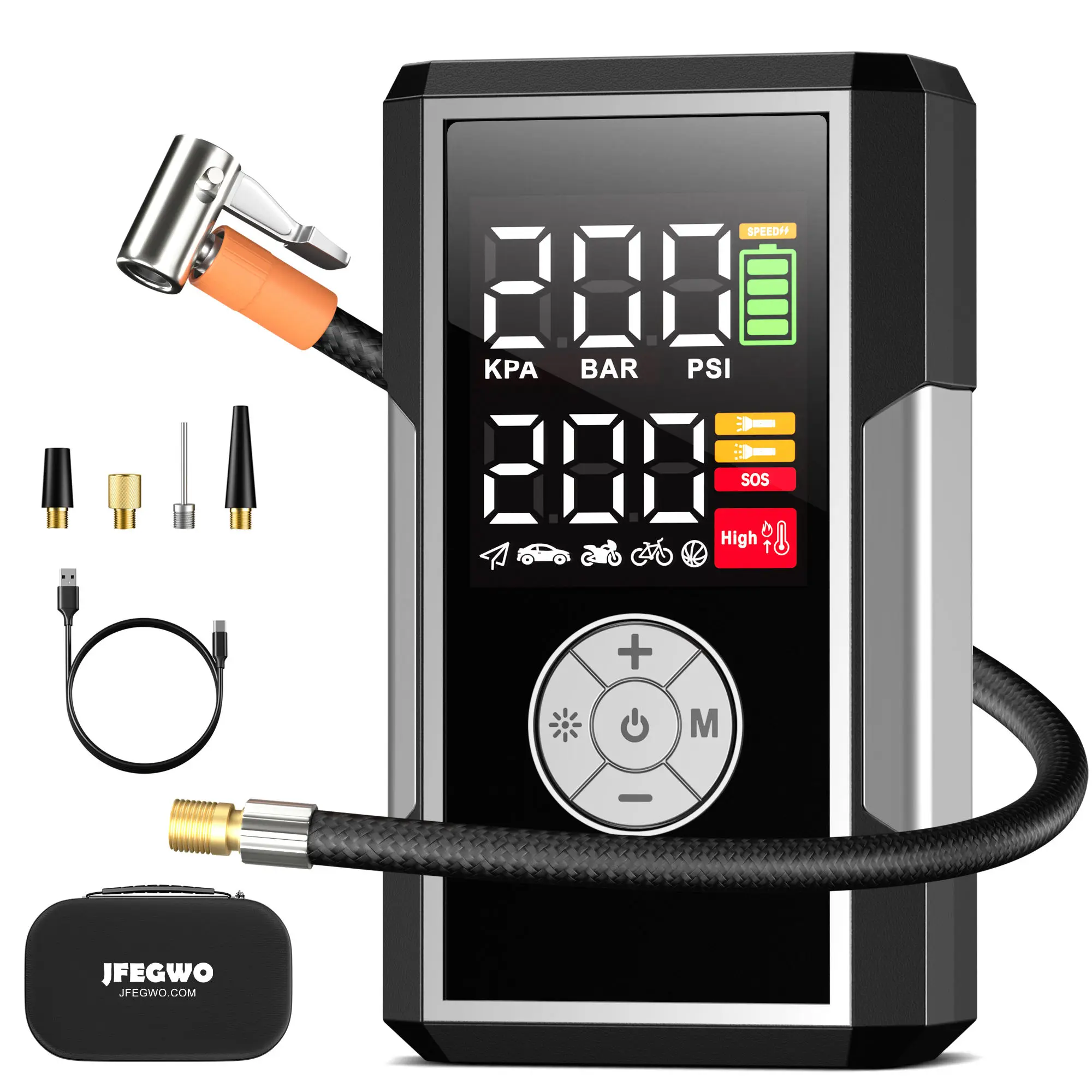 Customized Grey Wireless Electric Portable Digital Air Compressor Pump Car Tire Inflator Pump With High Power 10000mAh