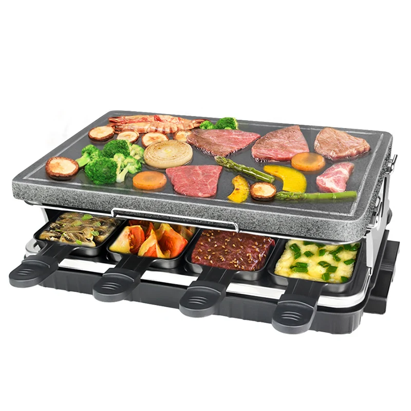 Korean Style Electric BBQ Barbecue Grill Non-Stick Stone Plate Griddle Small Raclette Grill