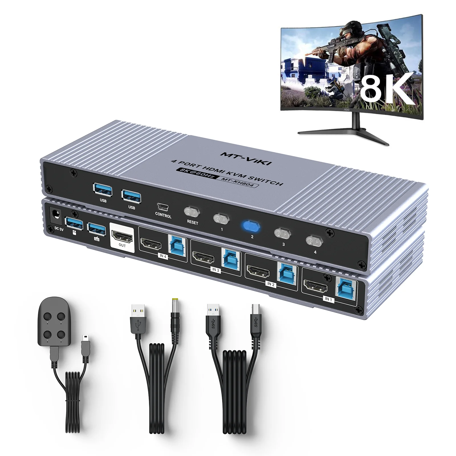 8K 4K HDMI KVM переключатель 4 порт 8K 60 Гц 4 в 1 выход, MT-VIKI HDMI KVM переключатель 8K 60HZ 4K 120HZ 2 в 1 выход 4 в 1, выход 4 в 1, 4x1 2x1