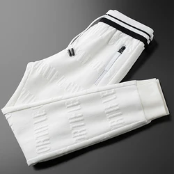 2022 high waisted french terry heavy weight sweat pants embossed white pants for men
