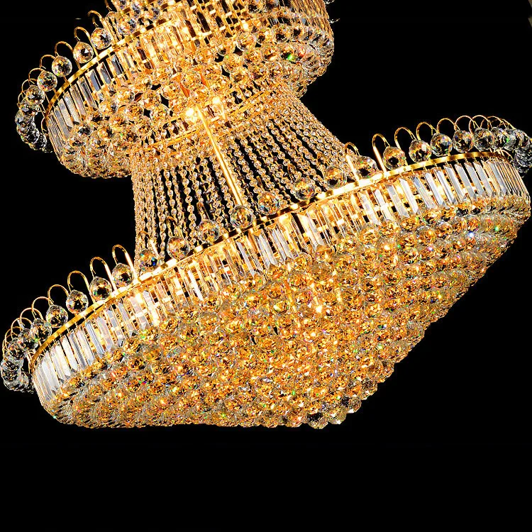 90cm stairway lighting led k9 modern luxury murano Gold four-layer crystal chandelier