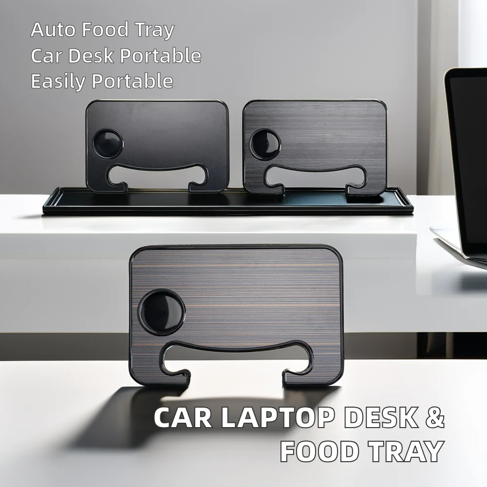 Wood Pattern Portable Laptop Table Tray Car Steering Wheel Auto Desk For Food Eating Steering Wheel Dining Tray