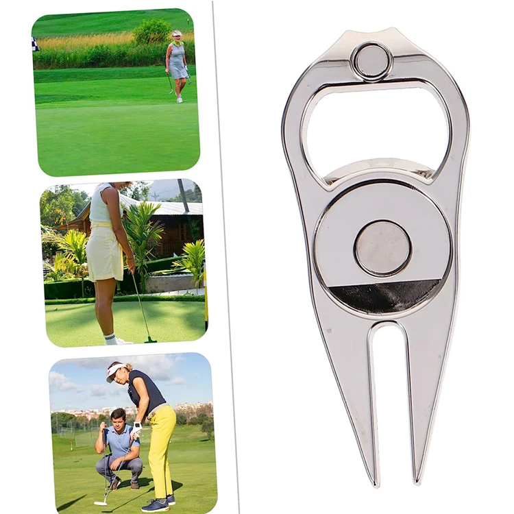 Oem Foldable Metal Pitch Divot Tool With Golf Ball Markers Magnetic Hat Clip Accessories Repair Custom Logo Golf Divot Tool