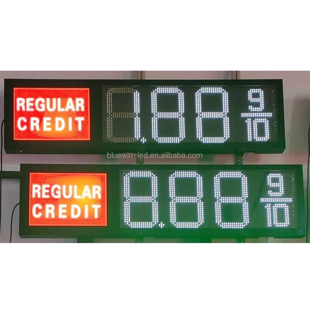 led display panels screen white /red/green 18inch 8.889/10  led gas price sign