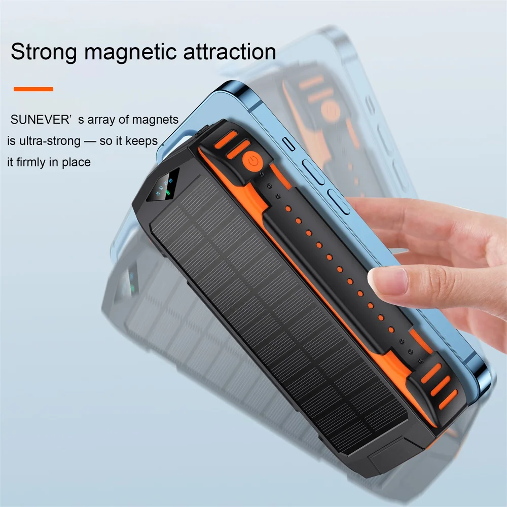 Solar Charging High Capacity Portable Waterproof Strong Camping Light Outdoor Magsafing Solar Power Bank