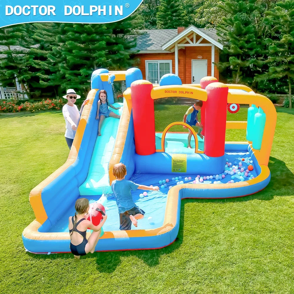 Гигантская водная горка Doctor Dolphin надувная сухая дешевая кровать для прыжков принцесса детский надувной замок с горкой