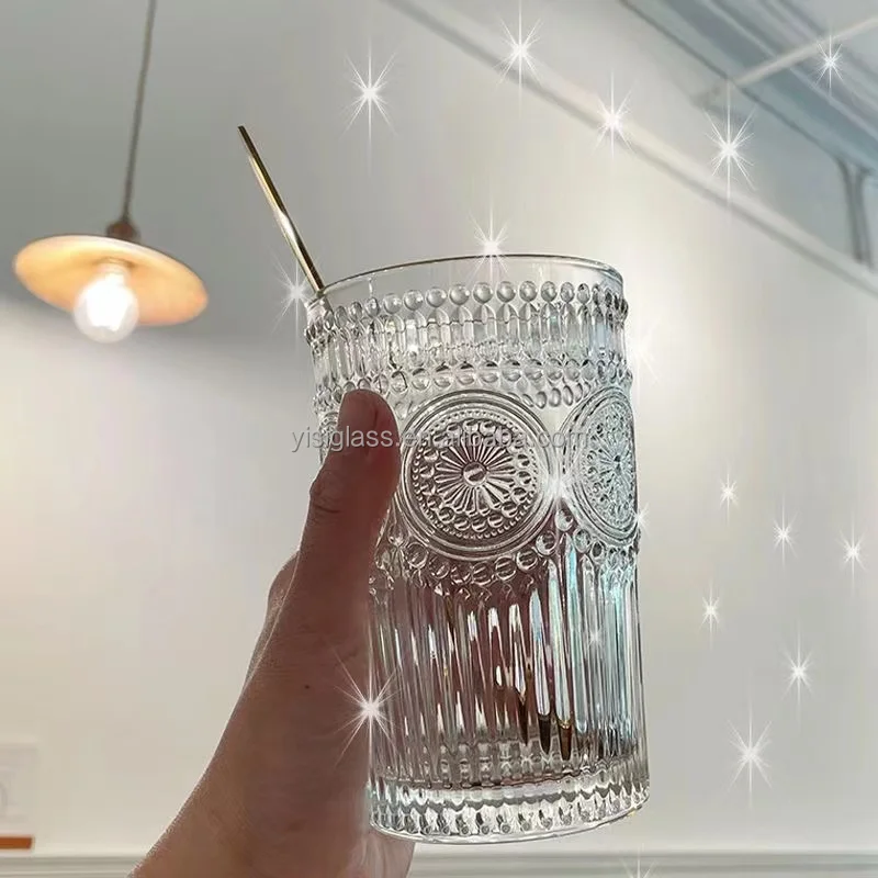 Drinking Glass Cups Ribbed Whisky Wine Glasses