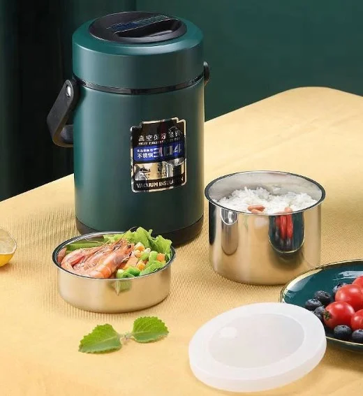 Factory Wholesale Customized 1.6L 2.0L 2.6L hot food double wall insulated  304 stainless steel bento lunch jar food container