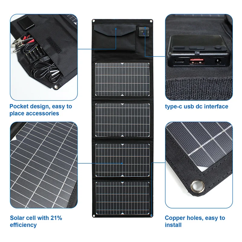 Portable Solar Power 21W 28W 30W Energy Storage Charger Foldable Photovoltaic Monocrystalline Solar Panels Price For Home
