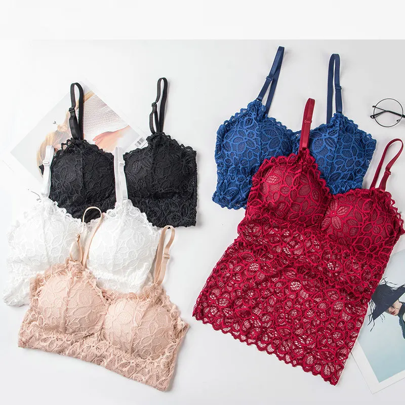 Женский кружевной топ с мягкими лямками и цветочным принтом