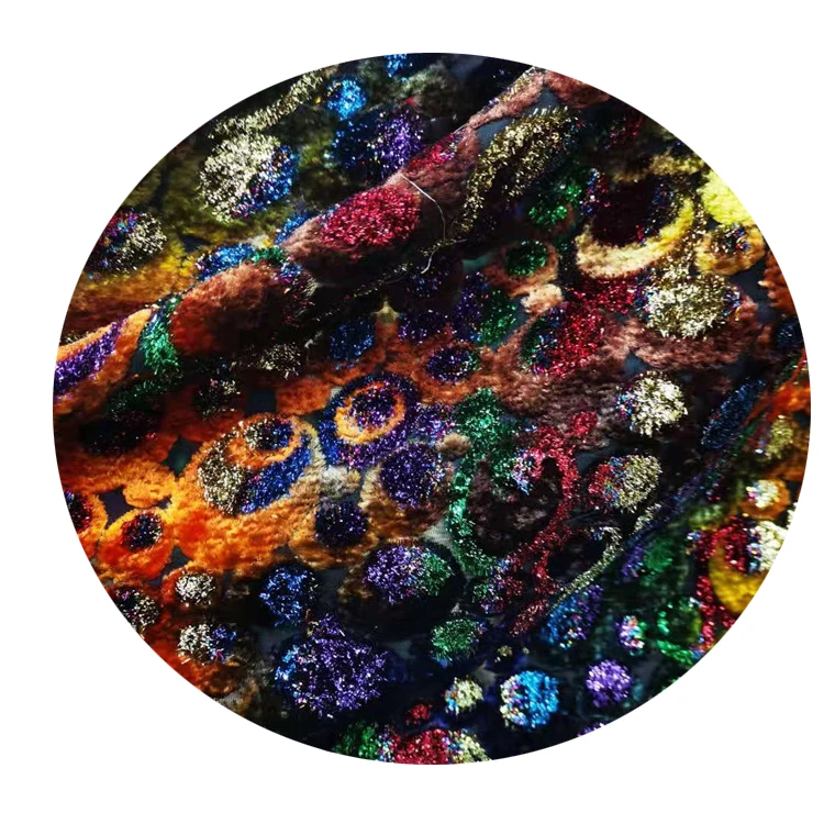 Горячая Ручная роспись многоцветная градиентная жаккардовая Вельветовая Великолепная ткань для платья