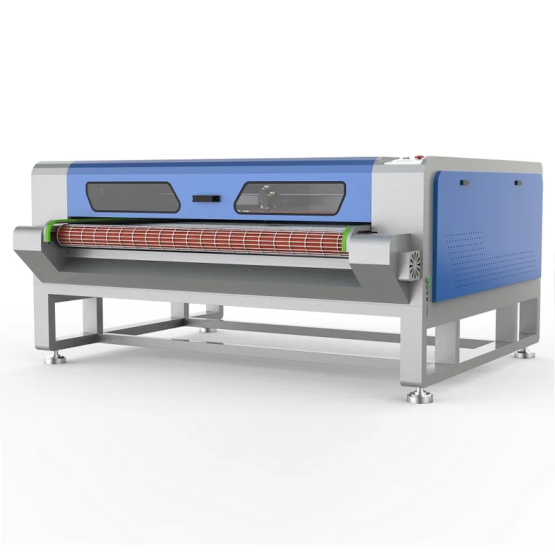 auto feeding Laser cutting machine for  fabric/cloths/home textile 150W fabric laser cutting machine