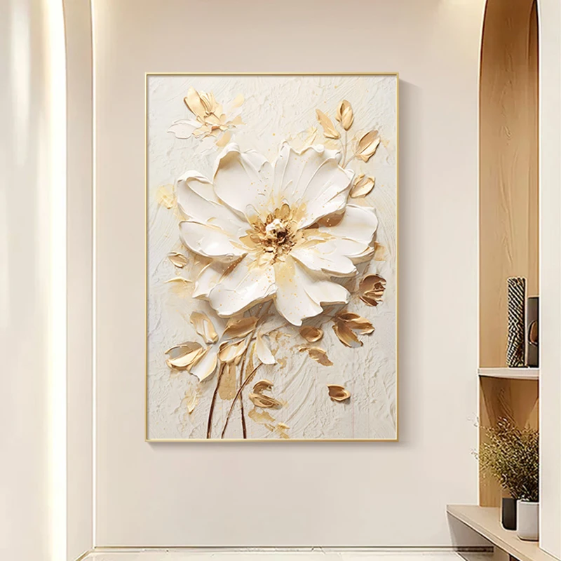 Modern Luxury Entrance Decoration Painting Minimalism Abstract Flowers For Living Room Bedroom Aisle Home Goods Decorative Art