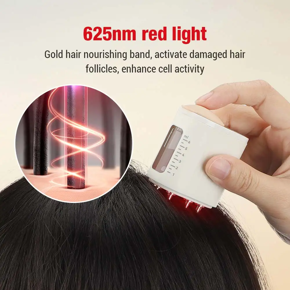 Red Light Therapy Vibration Massage Brush Medicine Liquid Oil Applicator Microcurrent Head Scalp Massager Comb for Hair Growth
