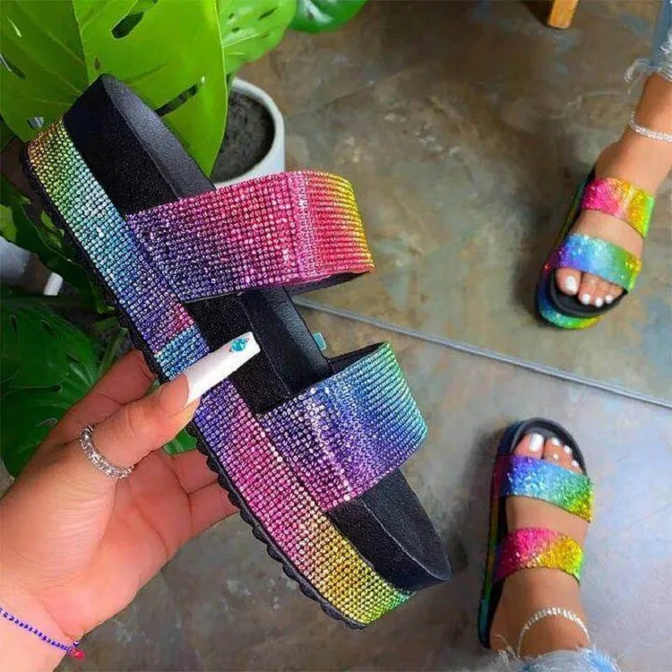 2022 latest model rhinestone sandals for women outdoor fashion non-slip sandals
