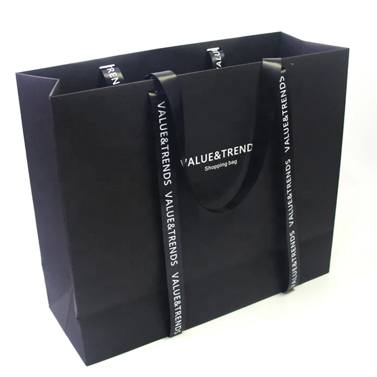 factory custom fashion satin drawstring boutique shopper gift paper kraft bag with print your own logo